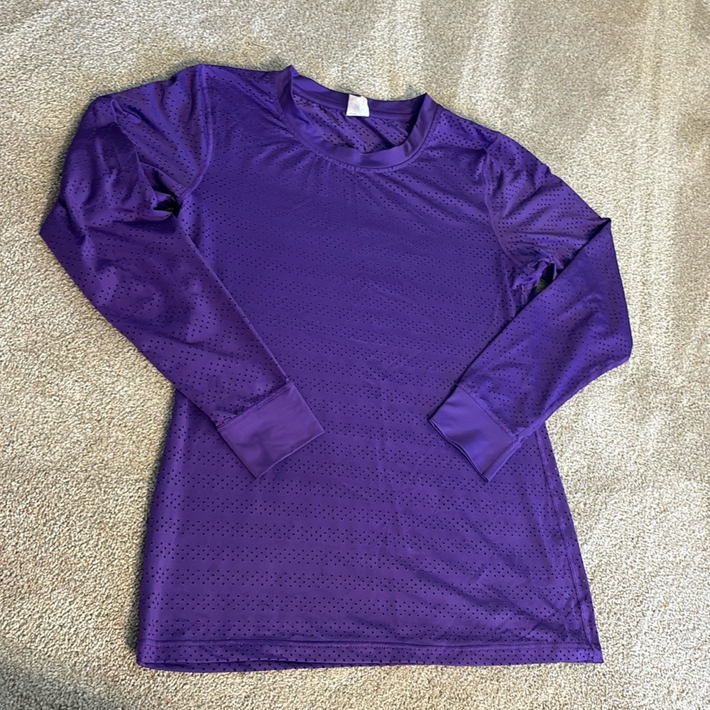 ZYIA  Active Chill Size M Purple Laser Cut Long Sleeve Active Shirt Top